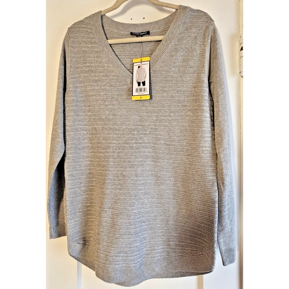 NWT HILARY RADLEY oversized long line knit sweatshirt V neck women's S